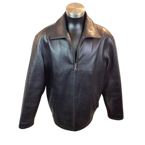 Jos. A. Bank Executive Collection Mens Large Leather Dress Jacket Black - Picture 5 of 10